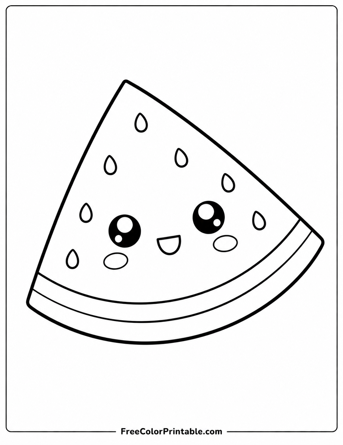 Kawaii watermelon slice coloring page Coloring Page — Free Printable — free printable coloring page